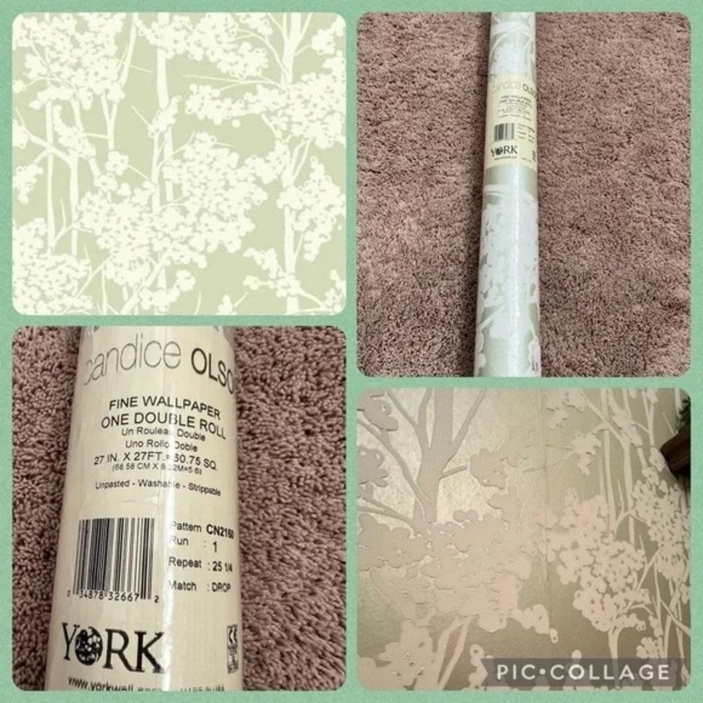 Anthropologie Soft Sage and Cream Botanical Wallpaper Roll